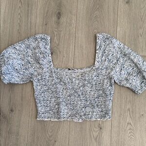 Women's Blue and White Cropped Top